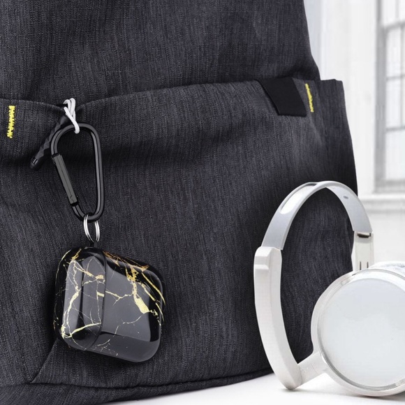 NEW Black Gold Streak Marble Case for Airpods - Picture 7 of 7